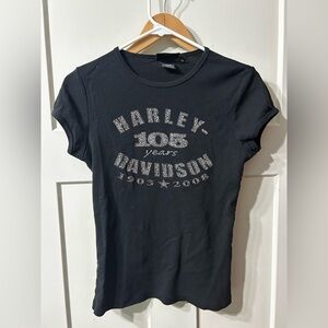 Harley-Davidson Women's Black '105 Years' Rhinestone Tee